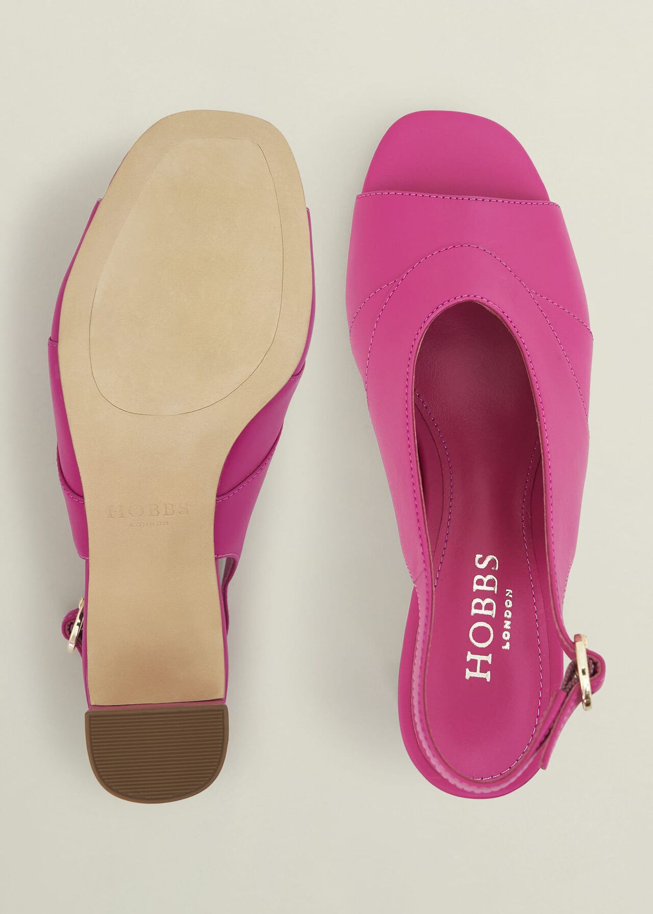Karina Leather Sandals, Bright Pink, hi-res