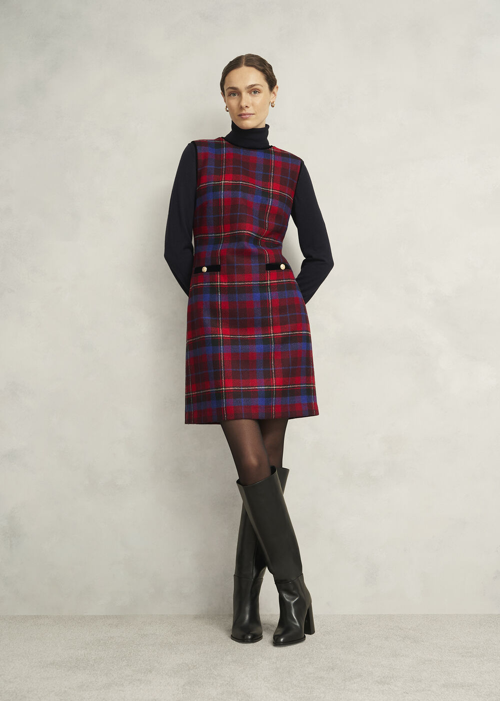 Petite Ingrid Wool Dress, Red Multi, hi-res