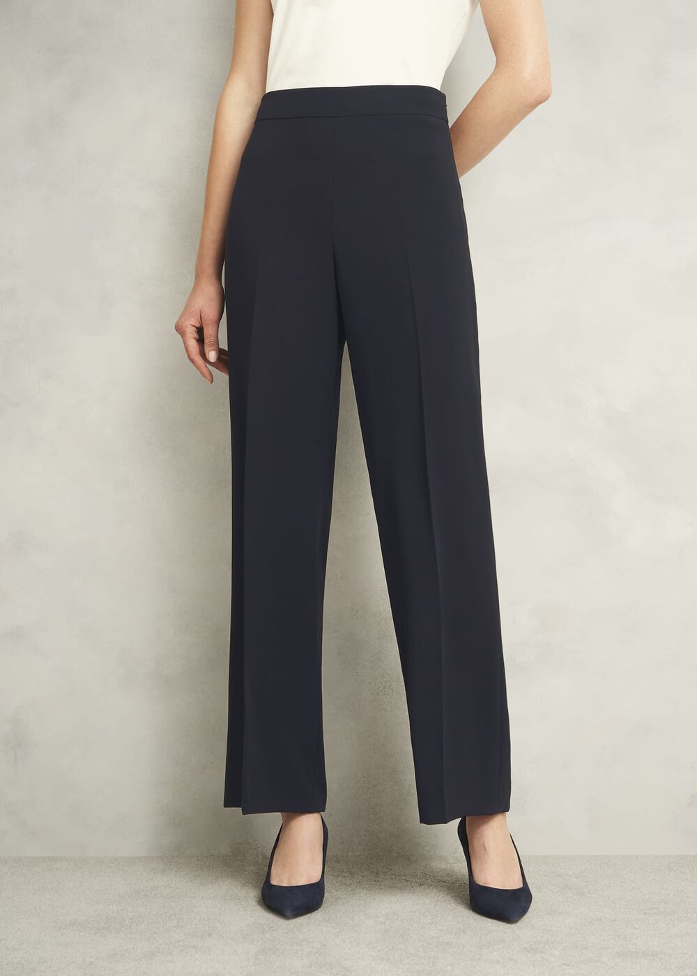 Petite Mel Wide Trousers, Navy, hi-res