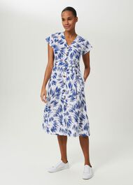 Rory Linen Dress, Ivory Blue, hi-res