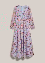 Thea Tie Belted Dress, Pale Blue Multi, hi-res