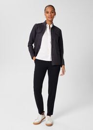 Sleeveless Vic Cotton Shirt , White, hi-res