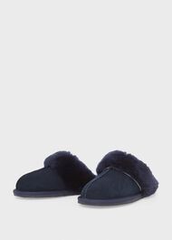 Lillian Shearling Slipper, Navy, hi-res