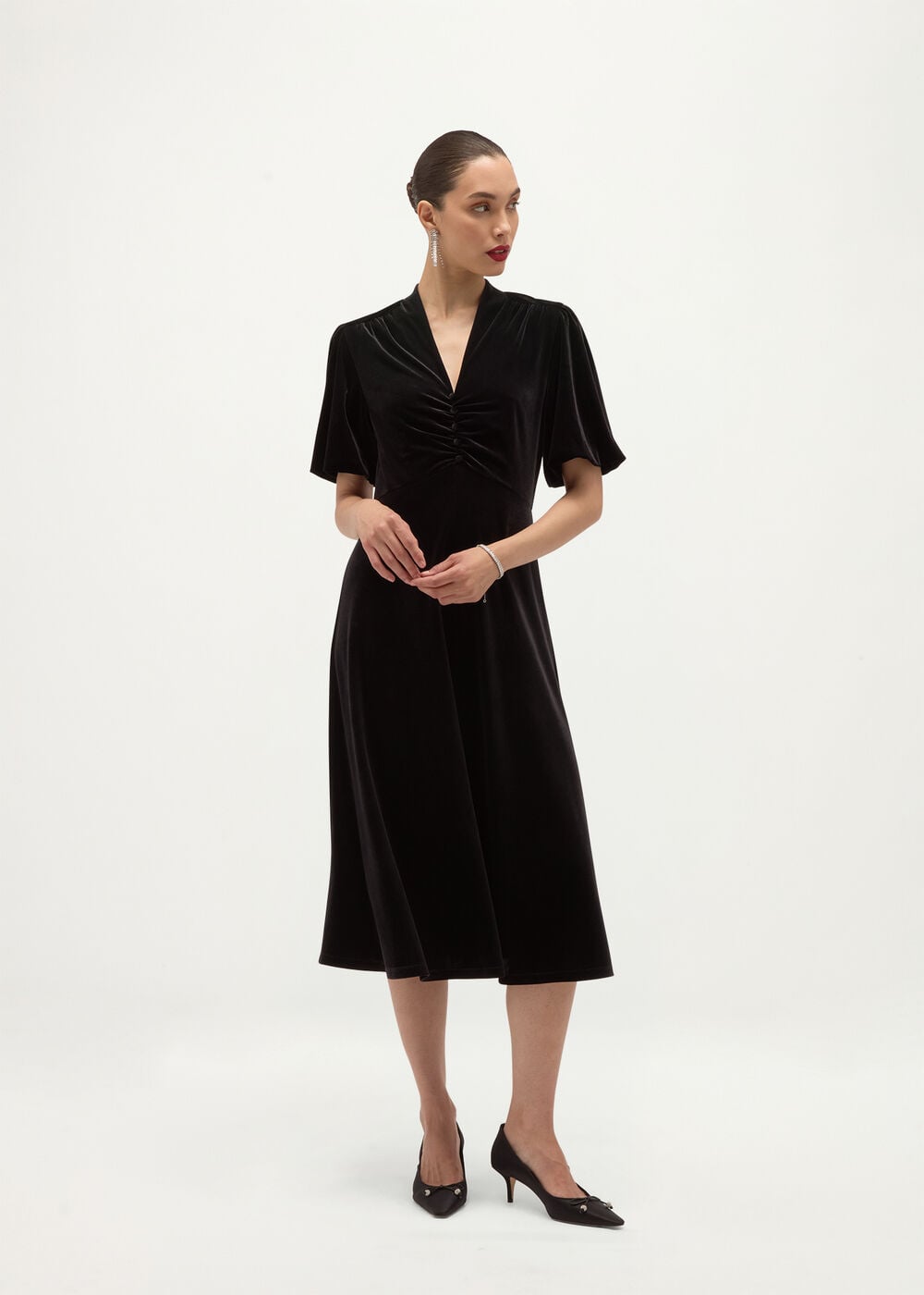 Eleanora Velvet Button Through Dress