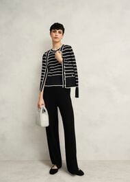 Navy Belmont Striped Knitted Vest Top, Black Cream, hi-res