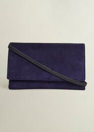 Renata Suede Clutch Bag, Midnight, hi-res