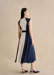 Andrea Colourblock Dress, Navy Cream, hi-res