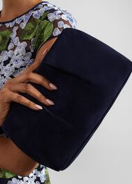 Clifton Suede Clutch Bag, Midnight, hi-res