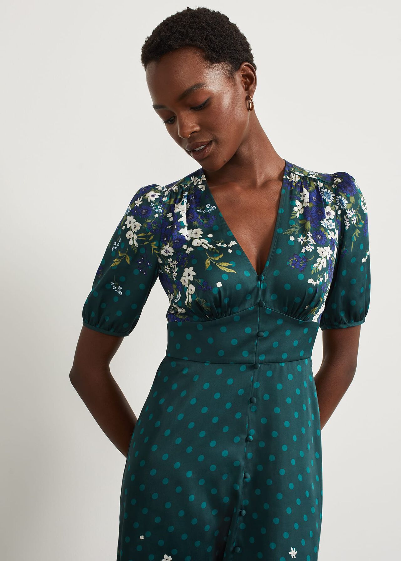 Bourchier Fit And Flare Dress, Green Multi, hi-res