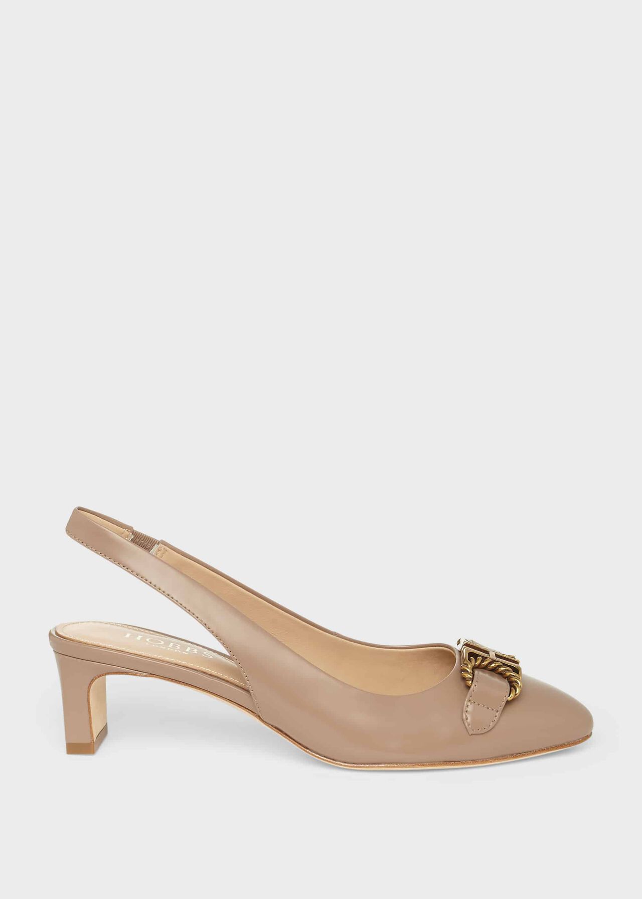 Phoebe Leather Block Heel Slingback, Fawn, hi-res