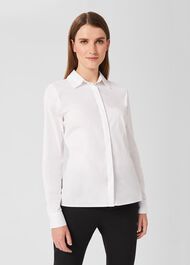 Victoria Cotton Shirt, White, hi-res