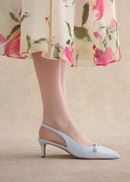 Serena Leather Slingbacks, Pale Blue, hi-res