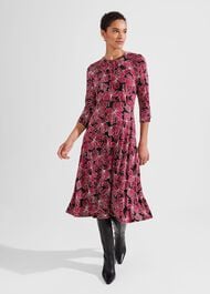 Mabel Jersey Dress, Black Pink, hi-res