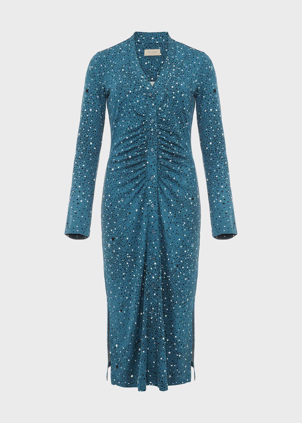 Hatty Jersey Dress, Dark Blue Ivory, hi-res