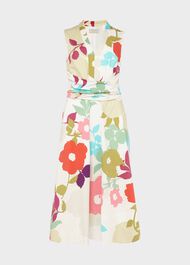 Marie Floral Midi Dress, White Multi, hi-res