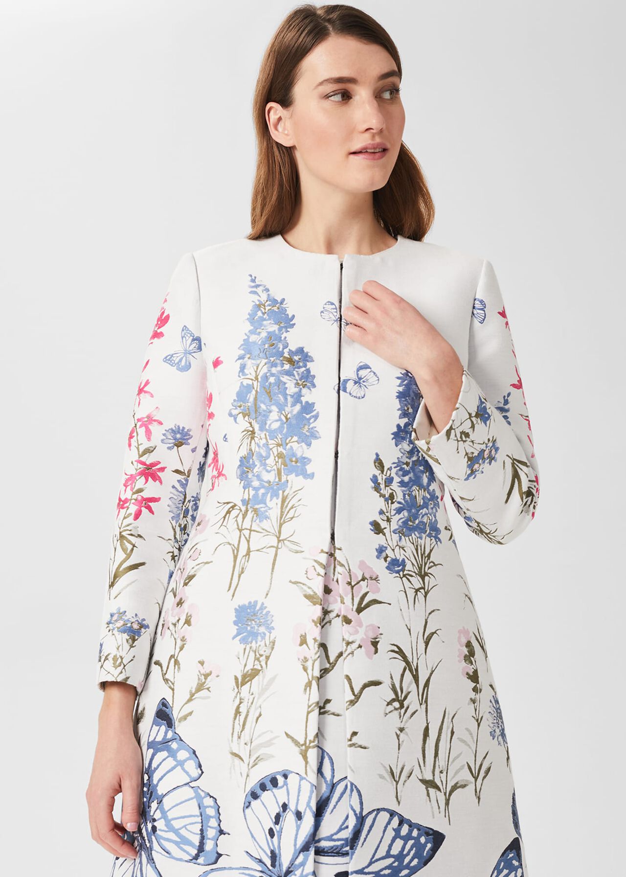 Jennifer Floral Jaquard Coat , Multi, hi-res