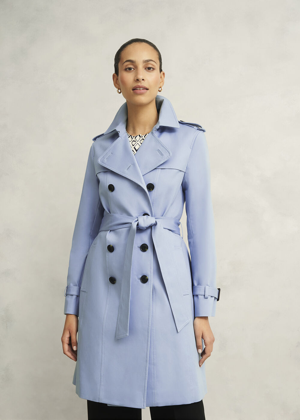 Petite Skylar Shower Resistant Trench Coat, Pale Blue, hi-res