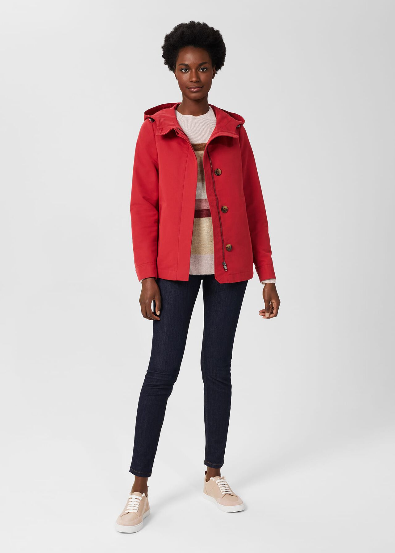 Ceira Water Resistant Coat With Hood, Red, hi-res