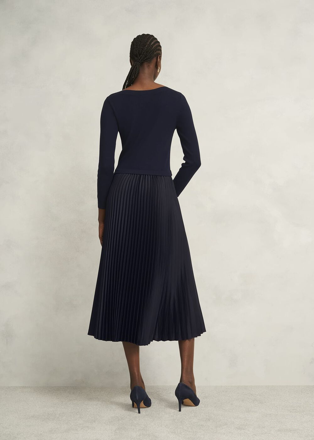 Lucinda Knitted Dress, Hobbs Navy, hi-res