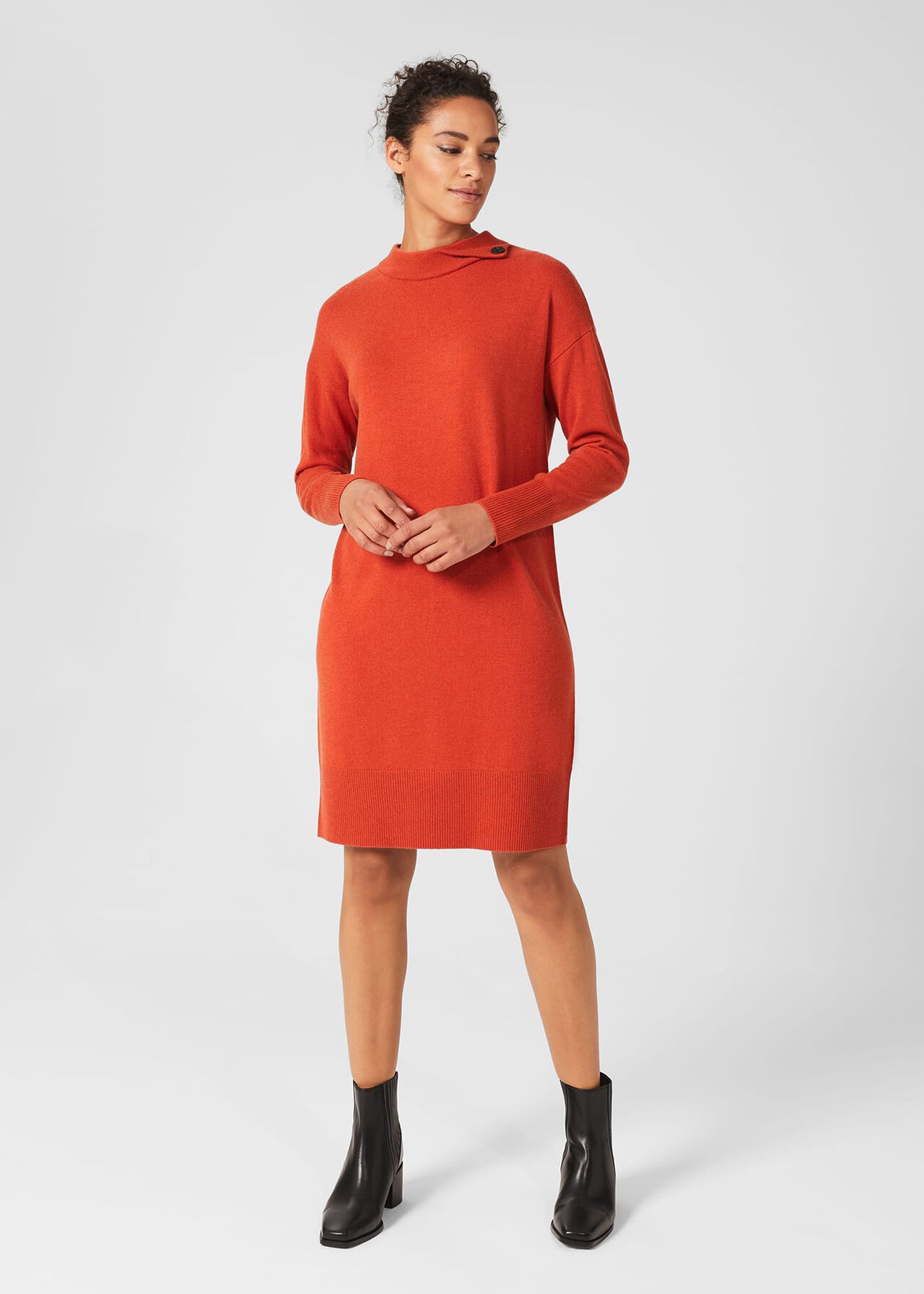 Talia Knitted Dress, Burnt Orange, hi-res