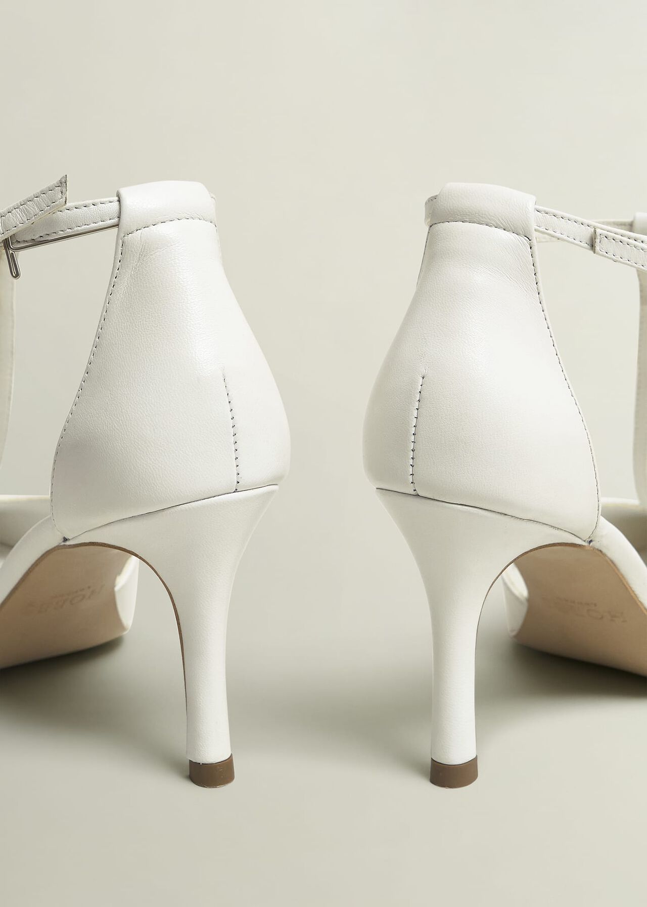 Alice T-Bar Leather Court Shoes, Ivory, hi-res