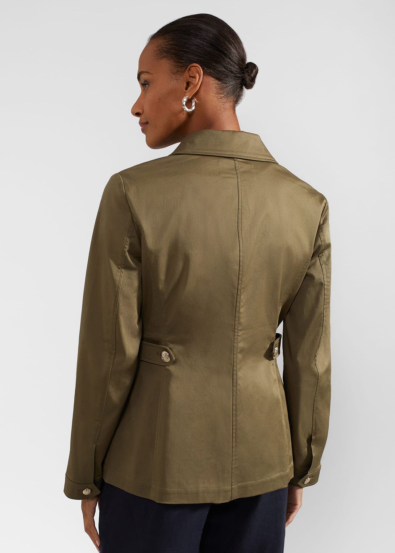 Farrah Cotton Blend Jacket, Olive Green, hi-res