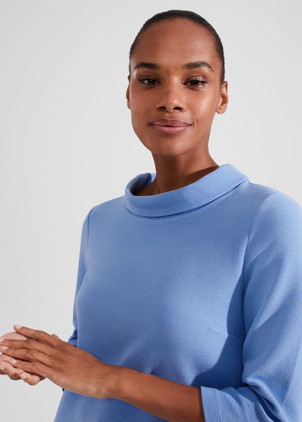 Betsy Textured Top With Cotton , Antique Blue, hi-res