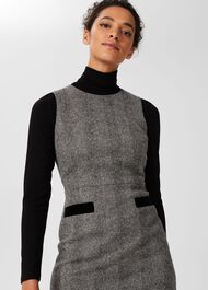 Lucia Wool Dress, Black Ivory, hi-res