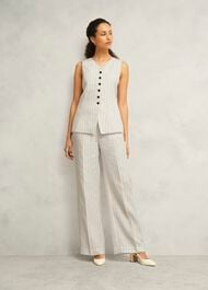 Groombridge Linen Waistcoat, Ivory Navy, hi-res