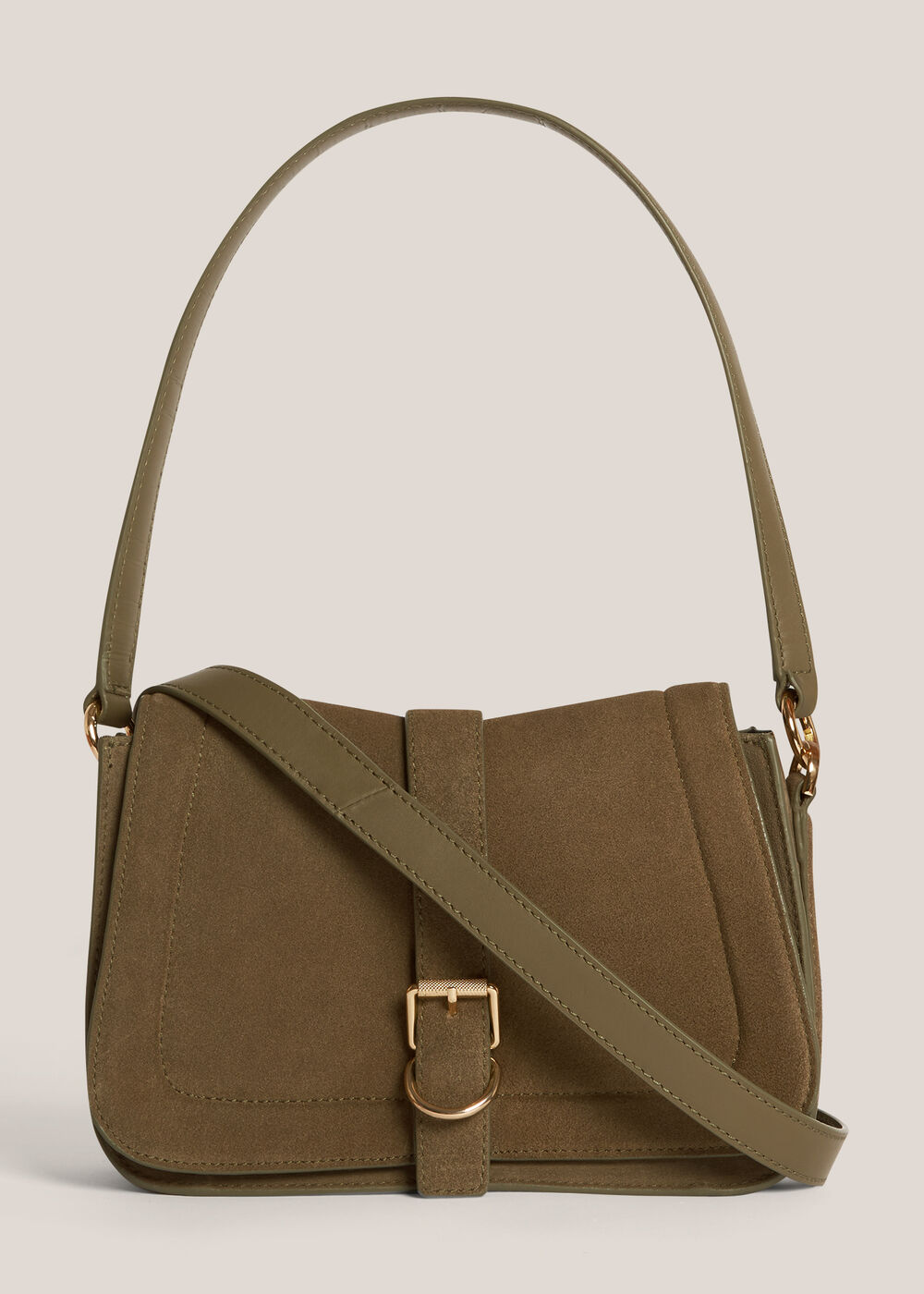 Wren Suede Crossbody Bag, Dark Olive, hi-res