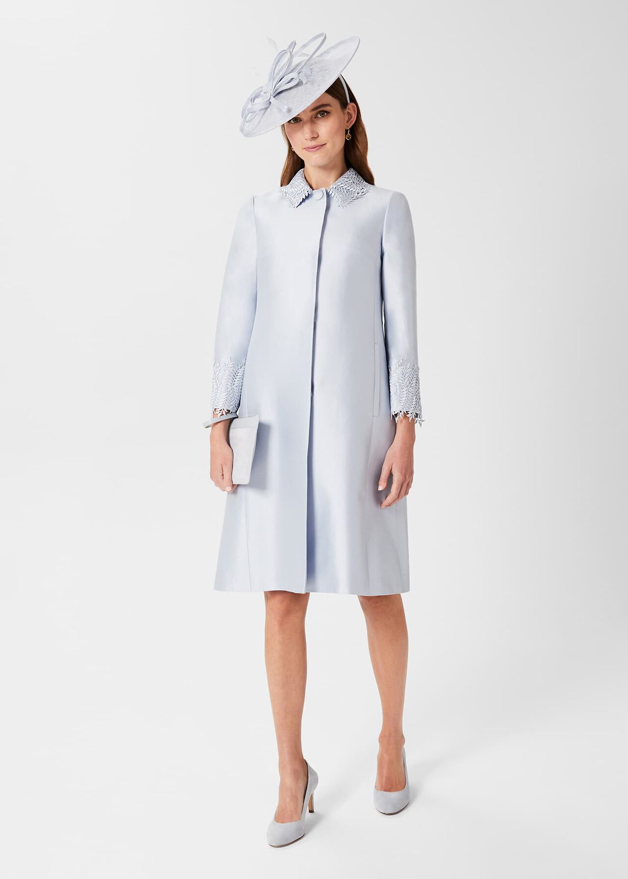 Adela Silk Blend Coat, Pale Blue, hi-res