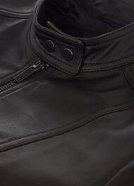 Fran Leather Jacket, Black, hi-res
