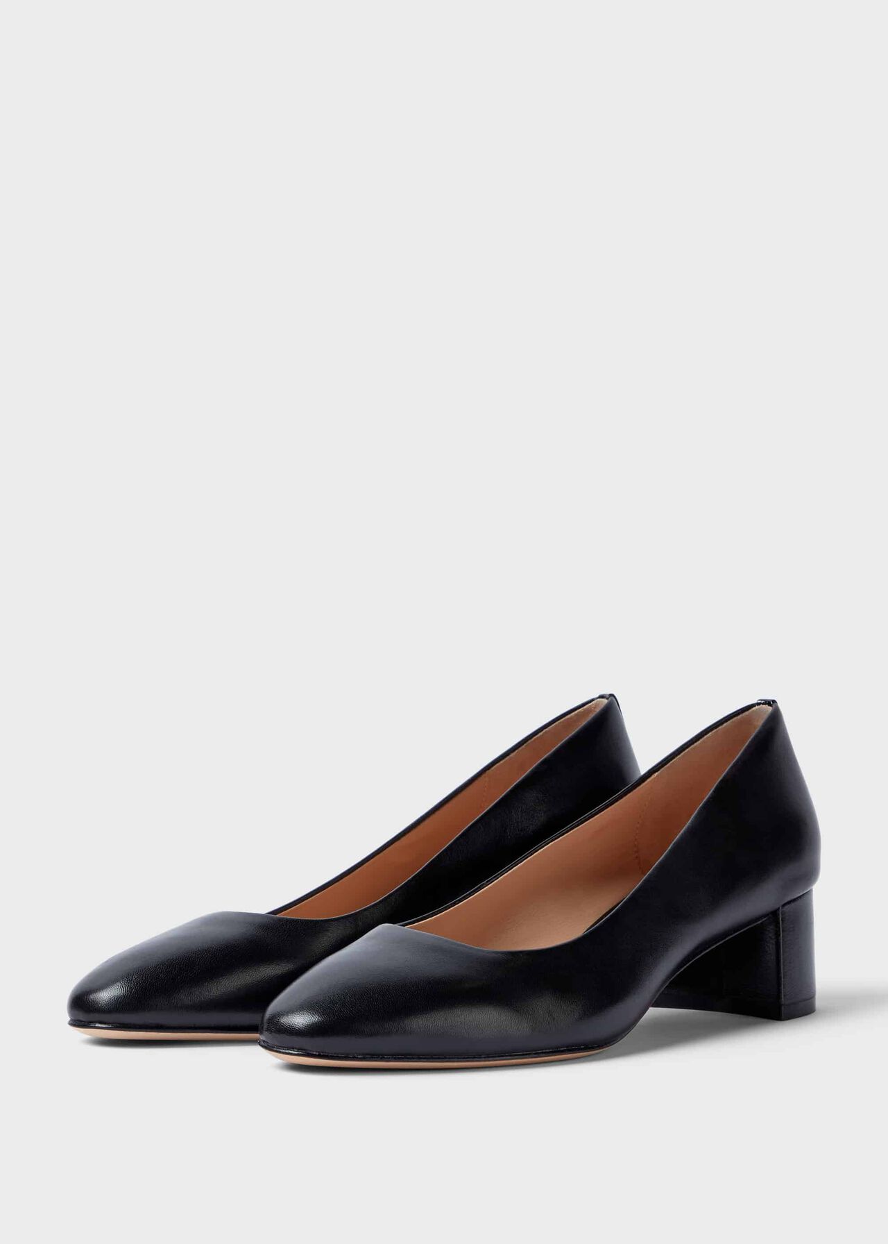 Abbey Leather Court Shoes , Black, hi-res