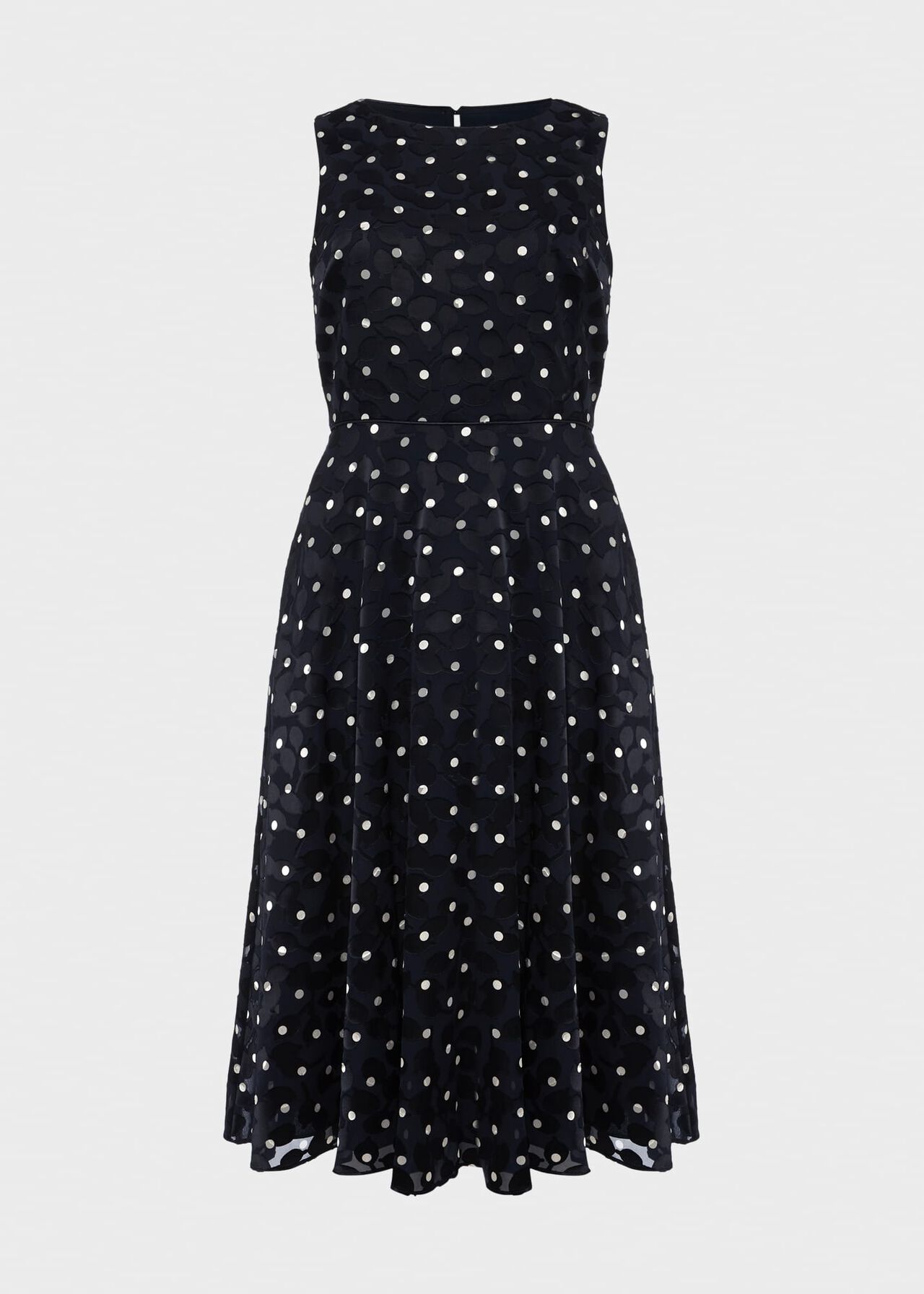 Adeline Spot Fit And Flare Dress, Navy Ivory, hi-res