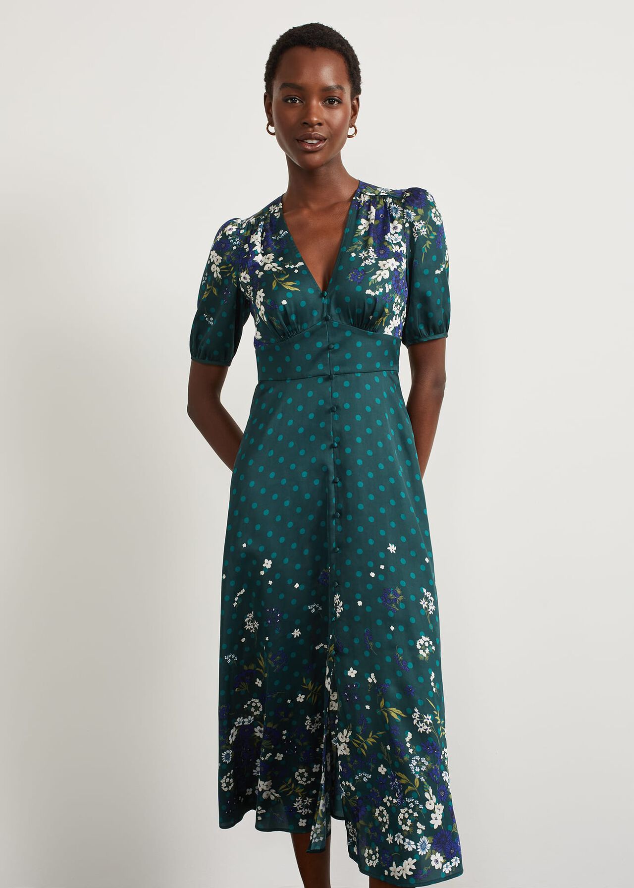 Bourchier Fit And Flare Dress, Green Multi, hi-res