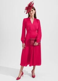 Petite Ivanna Fit And Flare Dress, Jam Pink, hi-res
