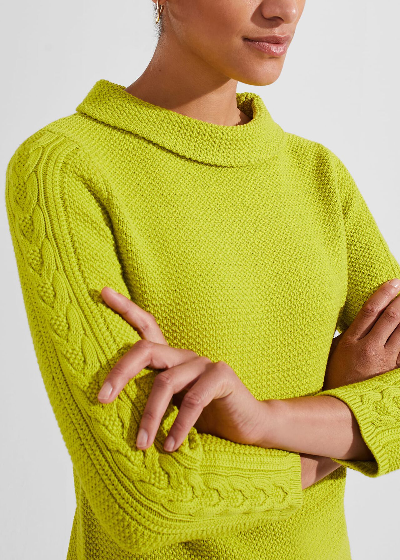 Camilla Cable Sweater, Lime, hi-res