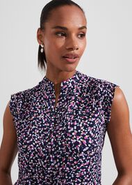 Elida Capped Sleeve Top, Navy Multi, hi-res
