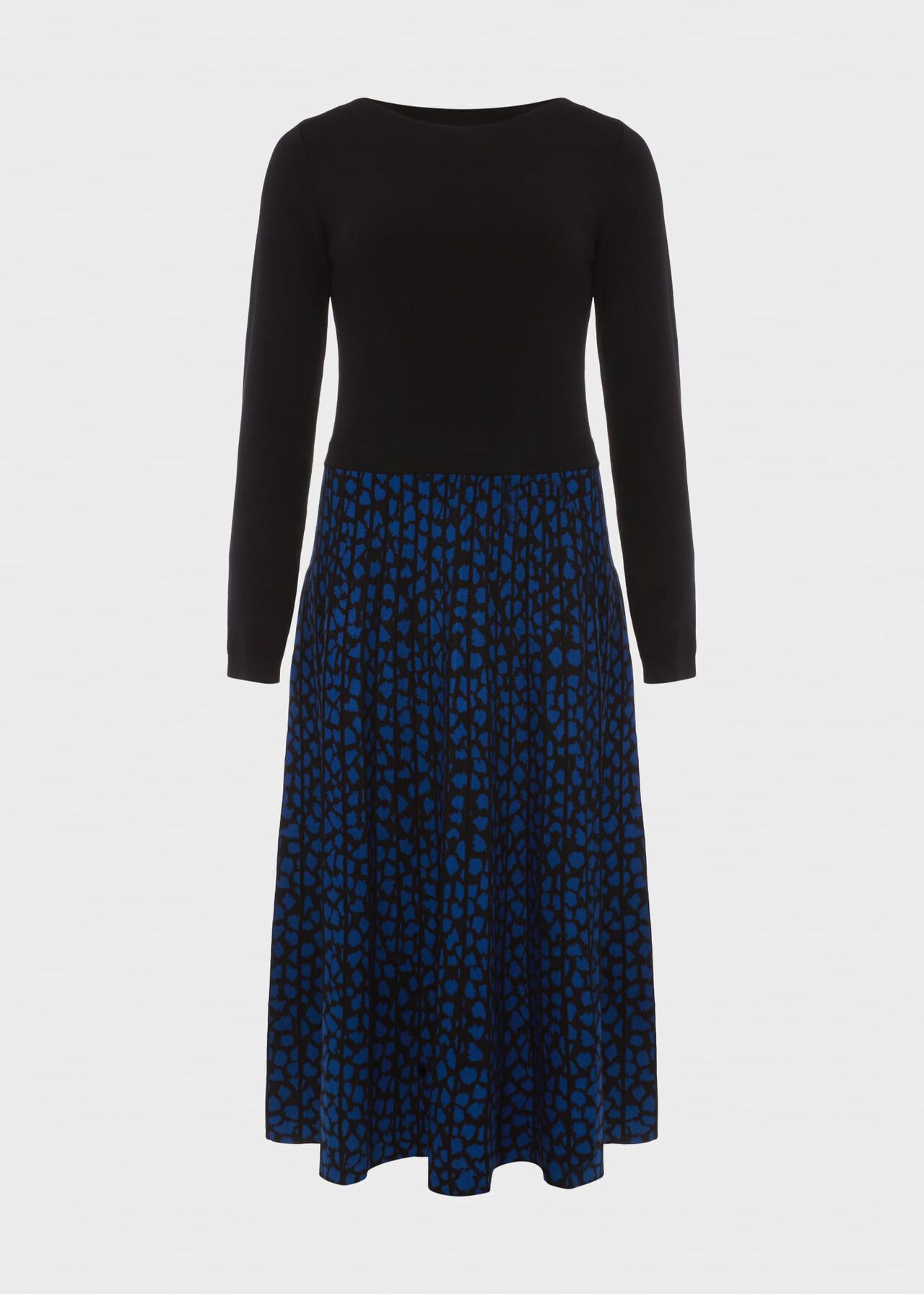 Elena Knitted Dress, Black Blue, hi-res
