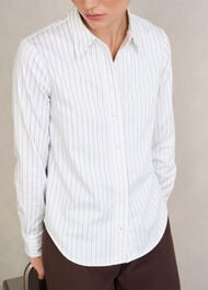 Viola Stripe Shirt, White Blue, hi-res