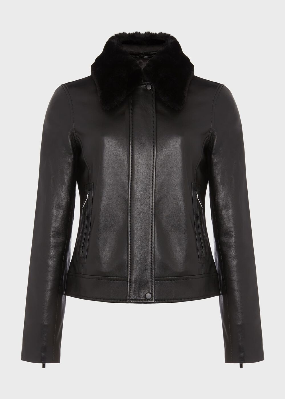 Sera Leather Jacket, Black, hi-res