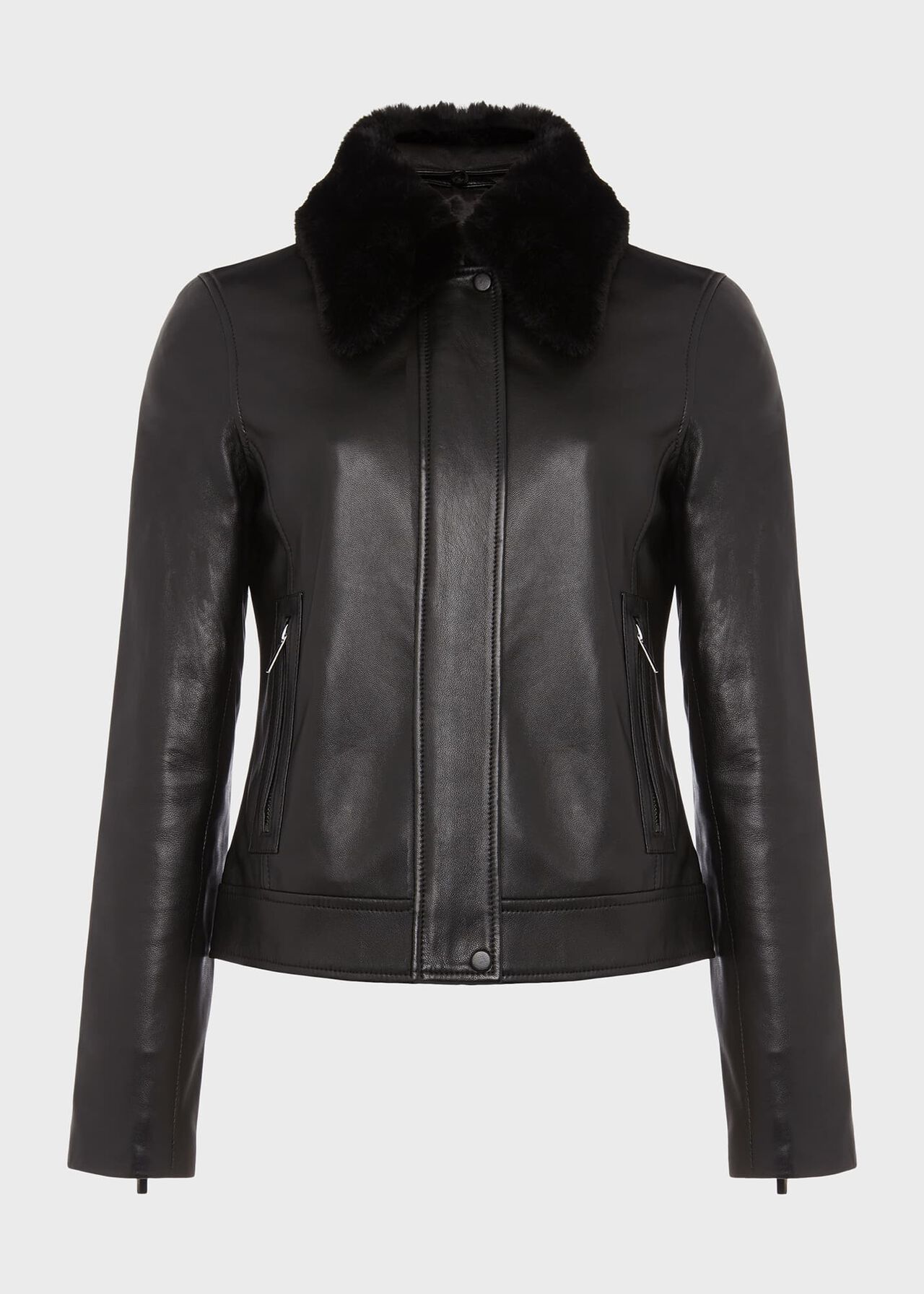Sera Leather Jacket, Black, hi-res