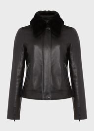 Sera Leather Jacket, Black, hi-res