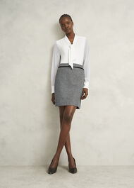 Ivory Tarini Tie Neck Long Sleeve Top, Ivory, hi-res