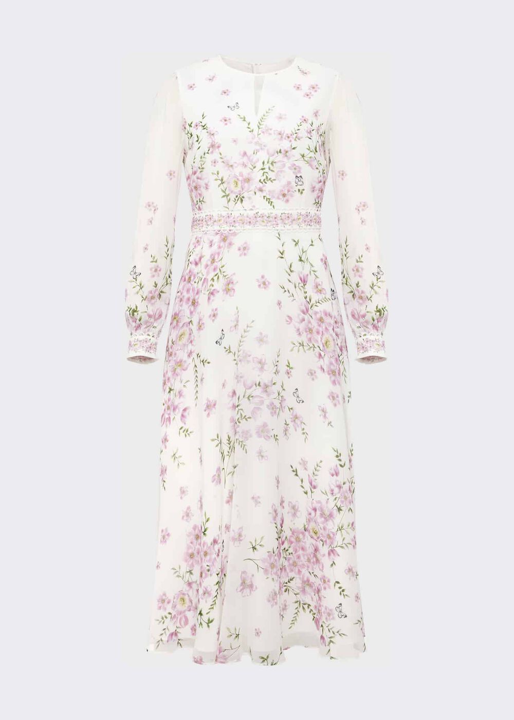 Skye Floral Silk Dress, Ivory Multi, hi-res