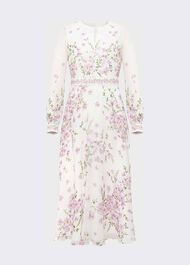 Skye Floral Silk Dress, Ivory Multi, hi-res