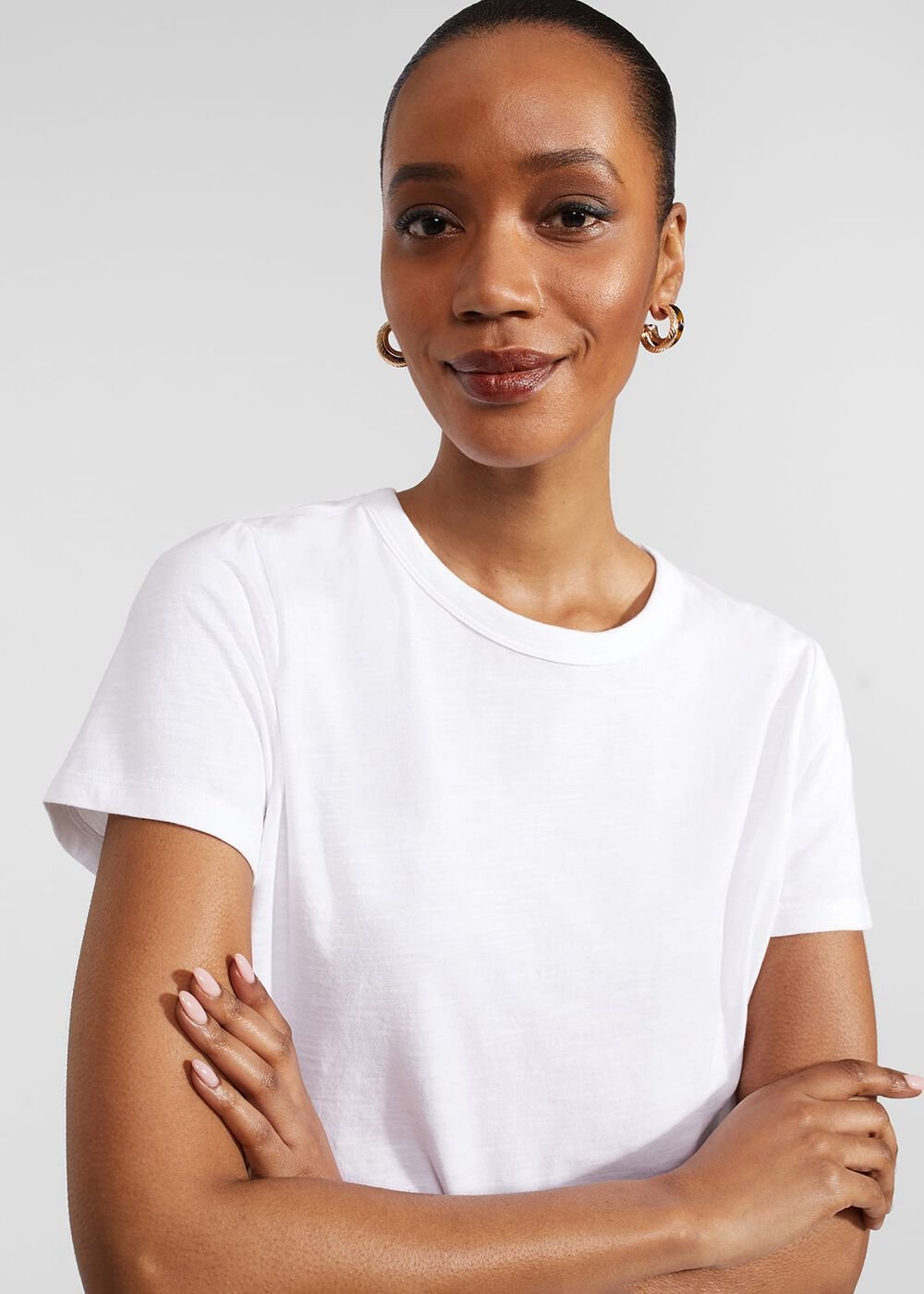 Adaline Cotton Slub T-Shirt, White, hi-res