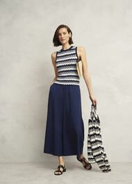 Midnight Navy Ranworth Cotton Blend Culotte, Midnight, hi-res