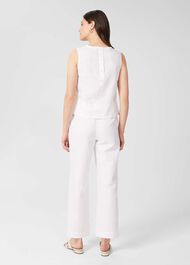 Halle Linen Top, White, hi-res