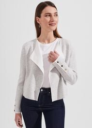 Darcy Knitted Jacket , Grey Ivory, hi-res